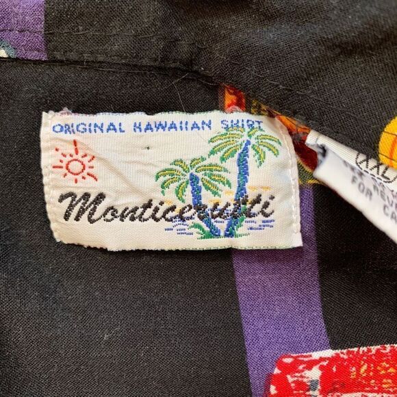 Vintage 90s Shirt Black Cocktail Short Sleeve Boxy Camp Hawaiian Printed XXL - Picture 8 of 13